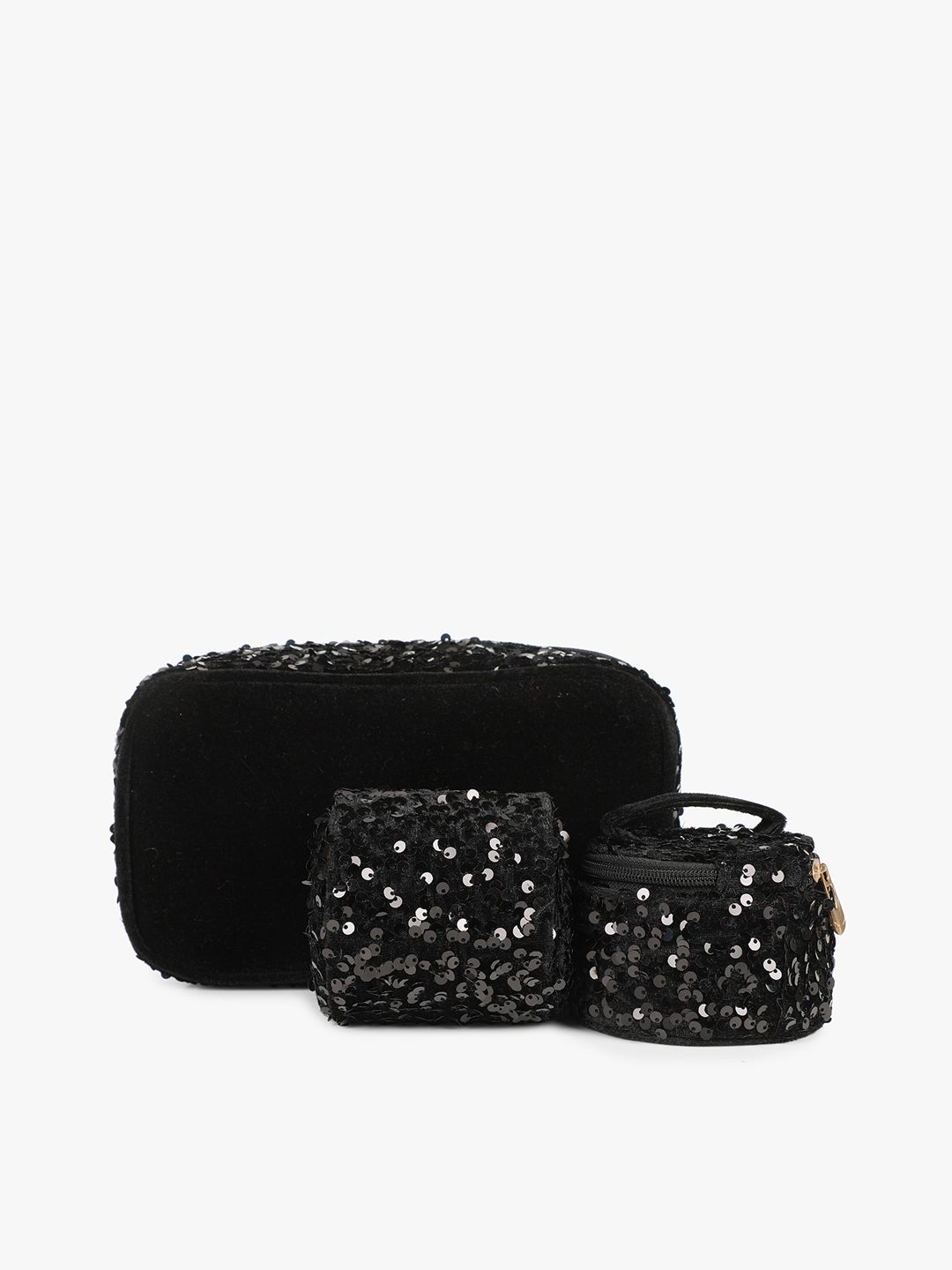Vdesi Women Black Set of 3 Bangle & Makeup Pouch Price in India