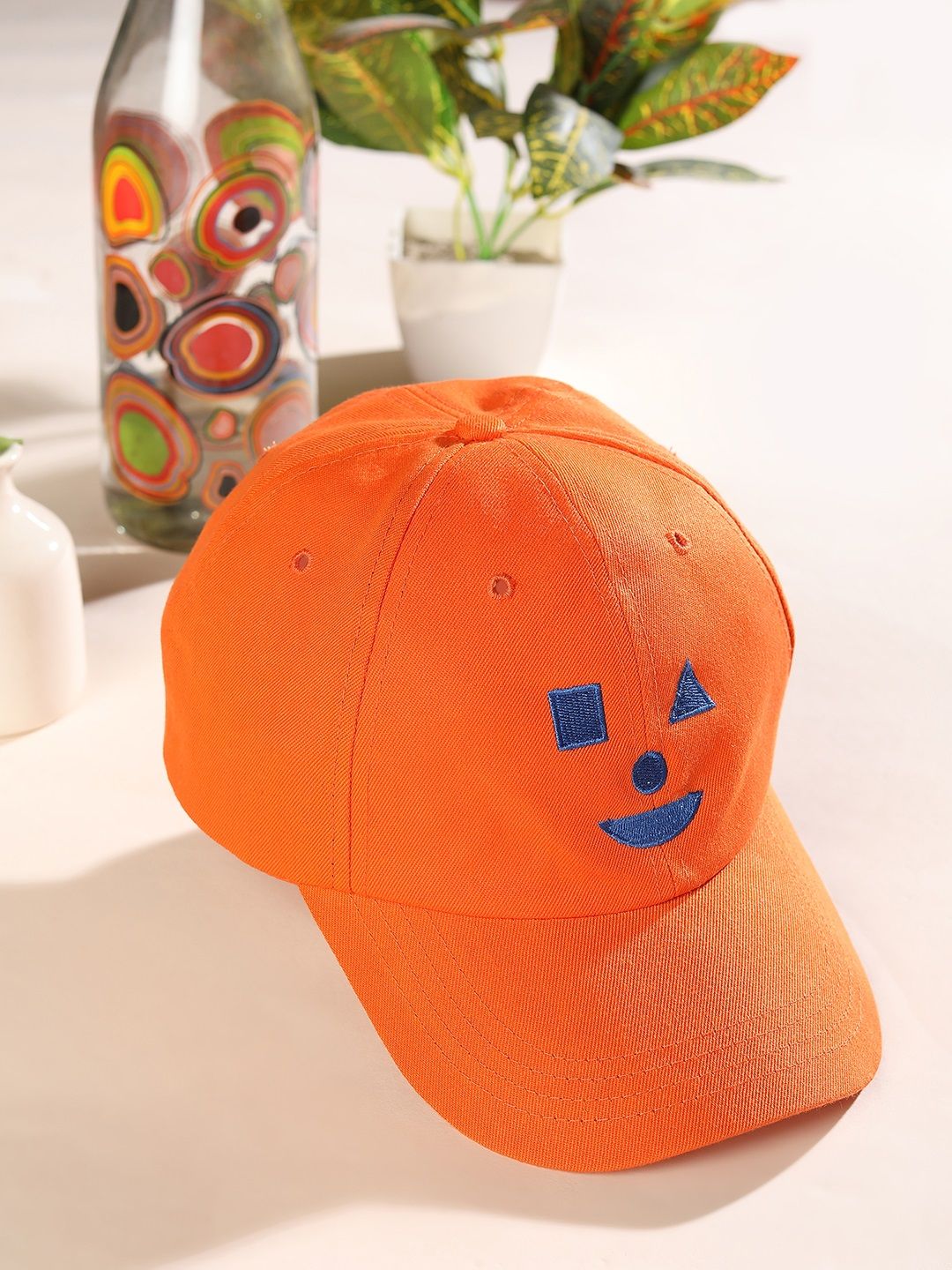 Blueberry Women Orange & Blue Embroidered Baseball Cap Price in India