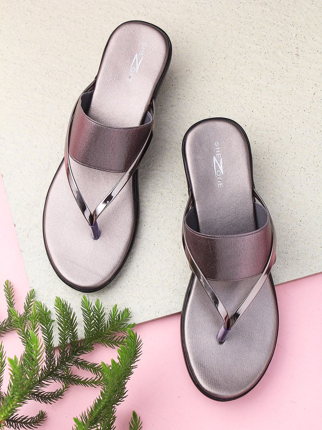 Shezone Women Grey Wedge Sandals Price in India