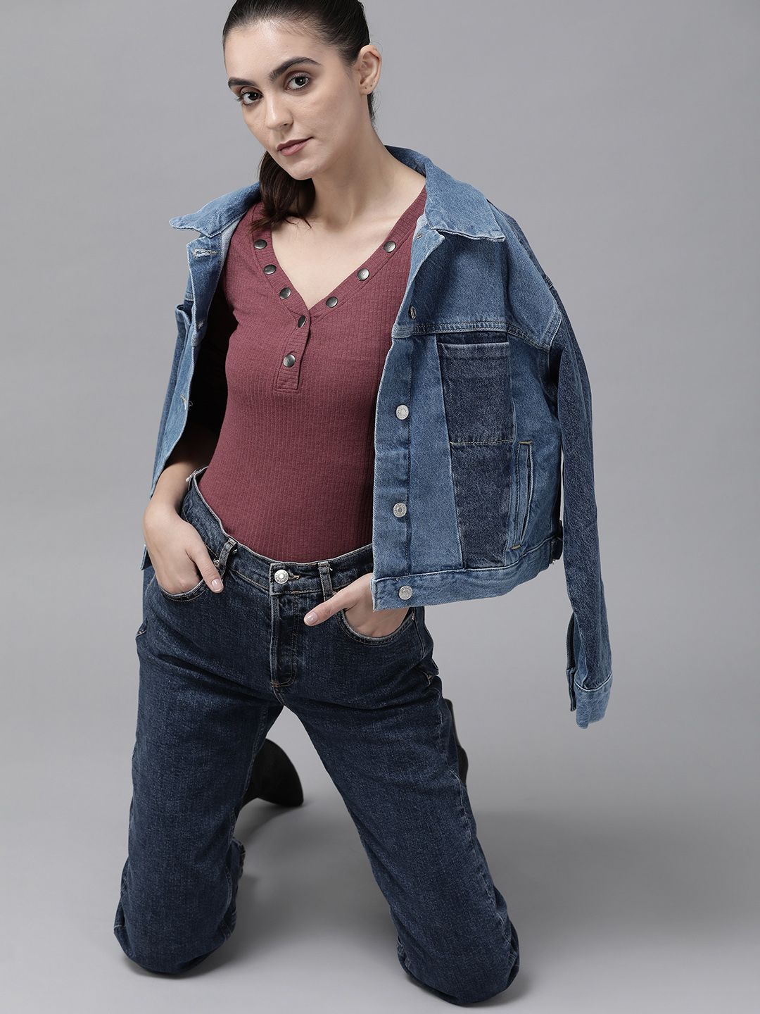 Roadster Women Mauve Ribbed Top