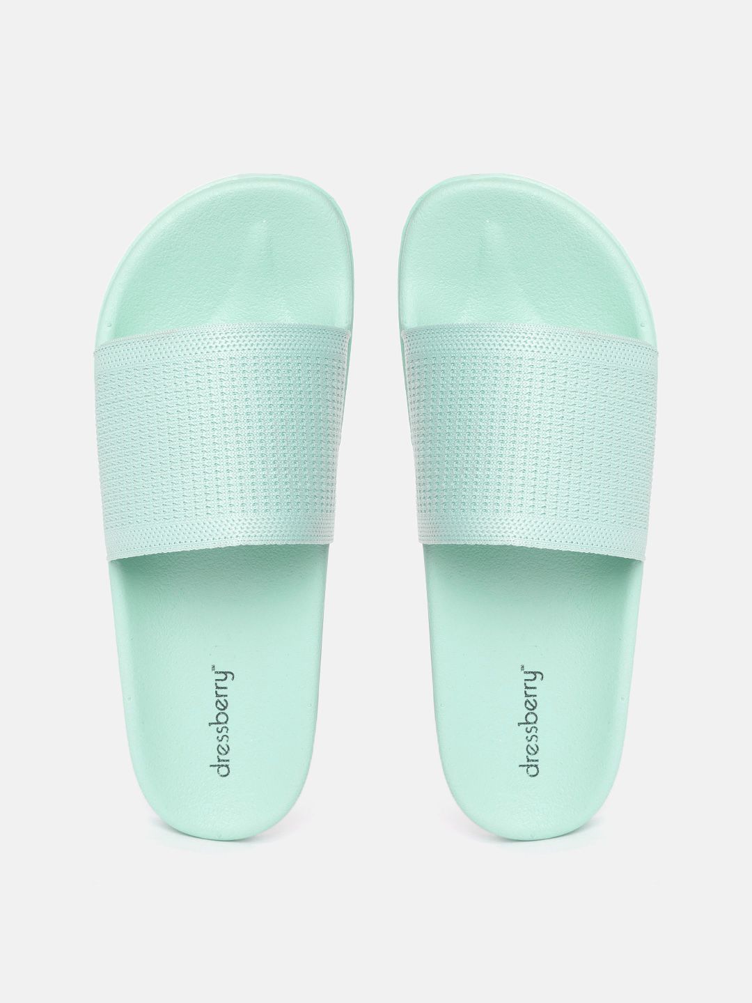 DressBerry Women Sea Green Self-Design Sliders Price in India