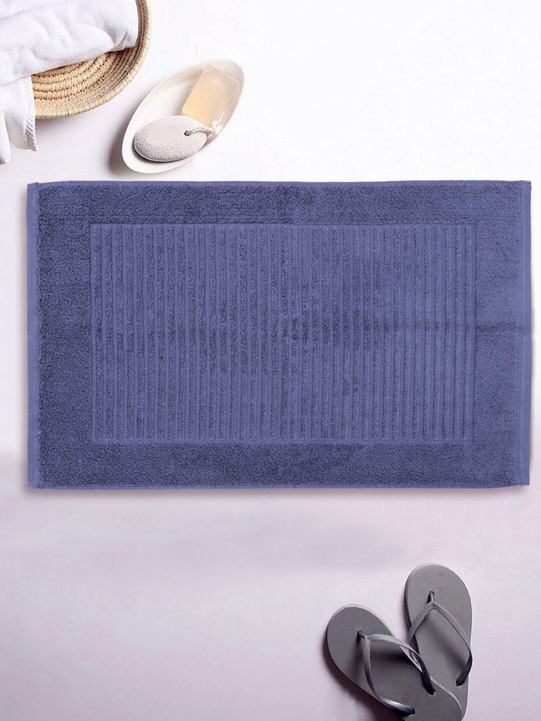 AVI Living Purple Solid Ribbed Pure Terry Cotton 800 GSM Bath Rug Price in India