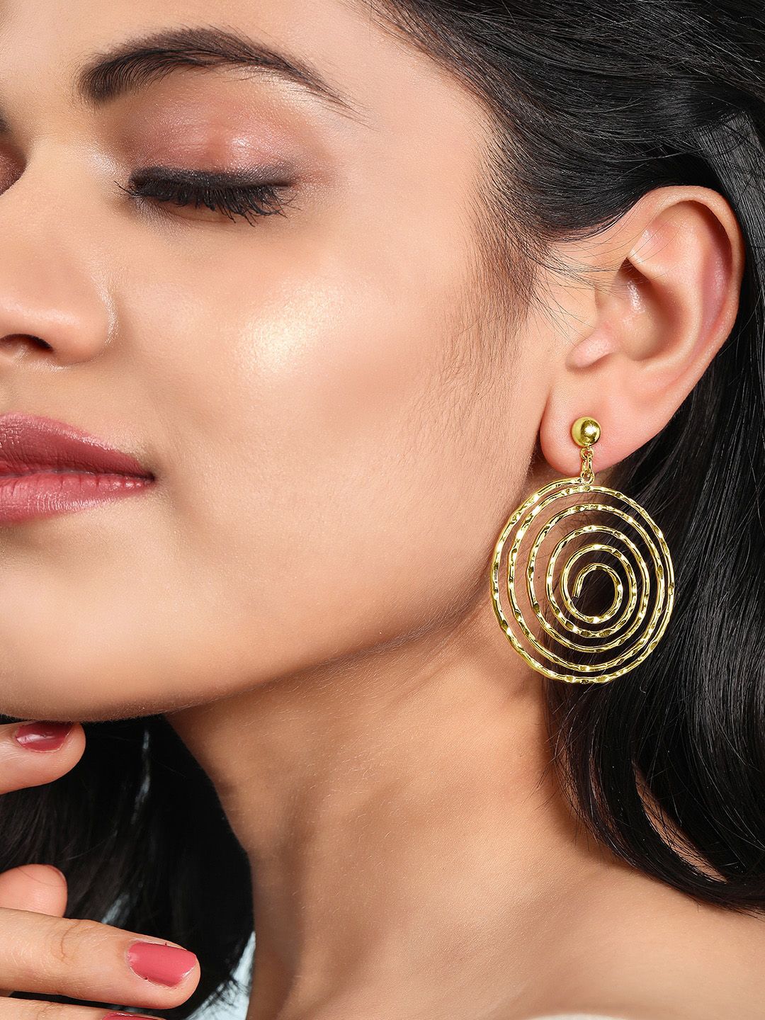 TOKYO TALKIES X rubans FASHION ACCESSORIES Gold-Toned Circular Drop Earrings Price in India