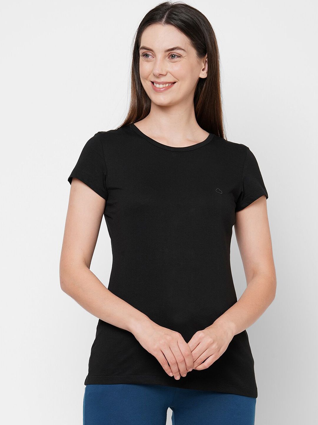 Sweet Dreams Women Black Lounge T-Shirt Price in India