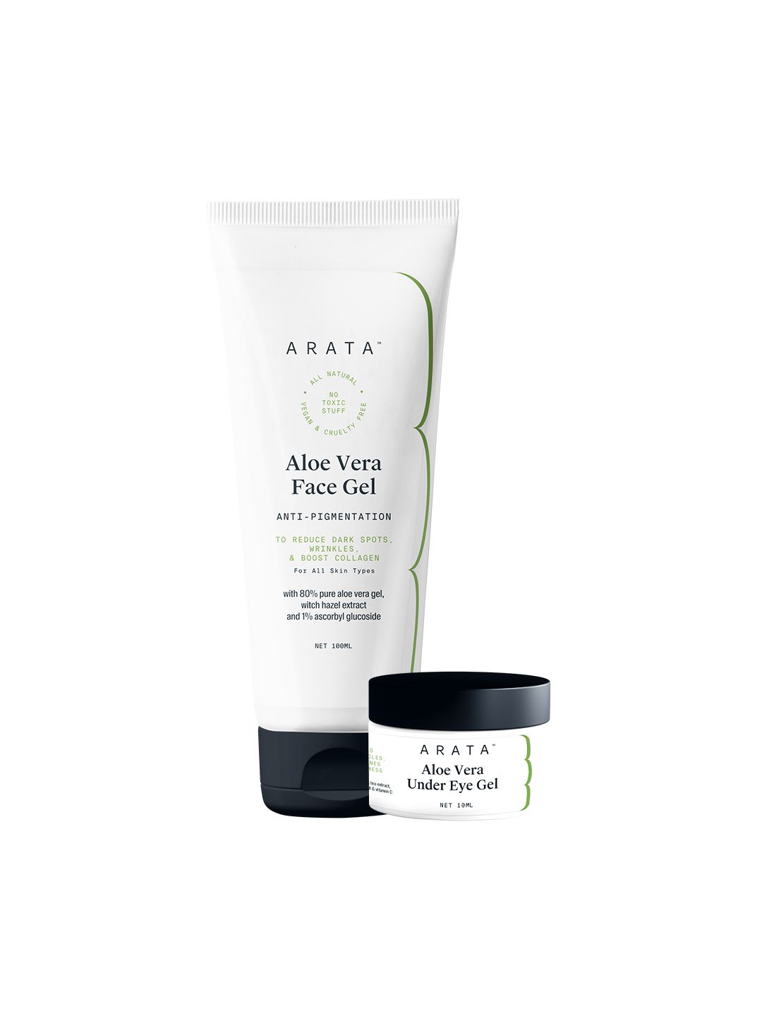 ARATA Transparent Hydration Boost Aloe Vera Face Gel & Under Eye Gel Combo