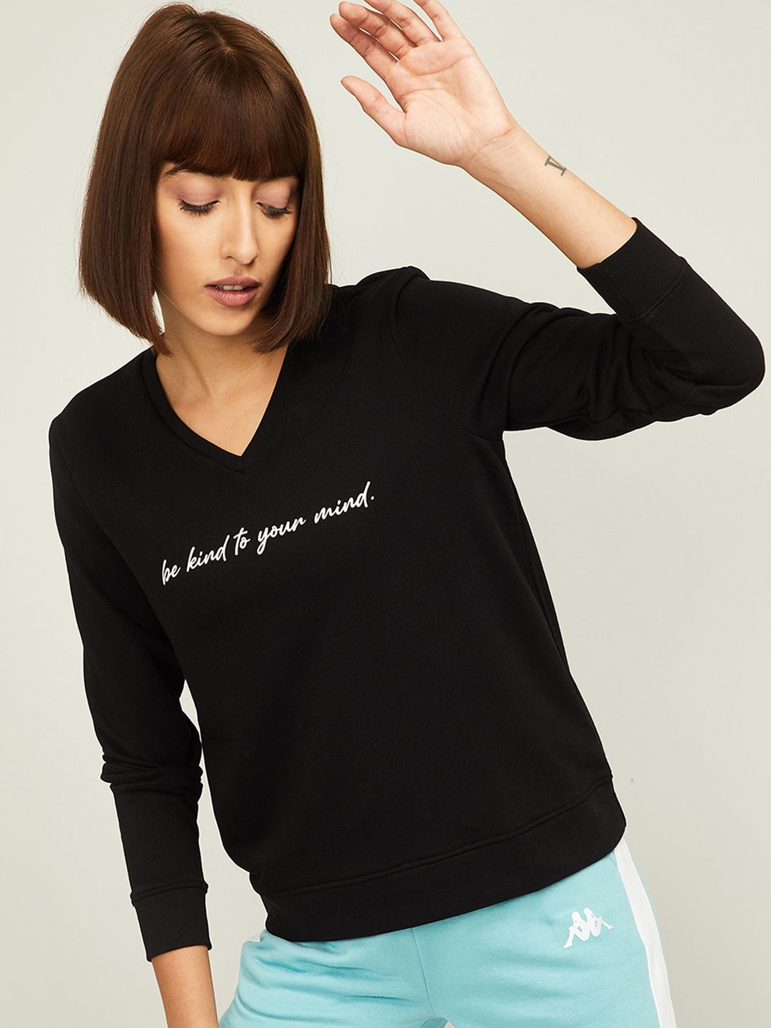 Kappa Women Black Printed Sweatshirt Price in India