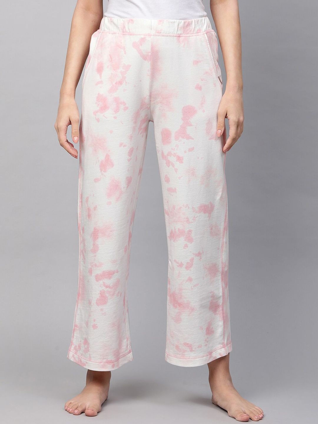 Chemistry Women Pink Printed Straight Lounge Pants Price in India