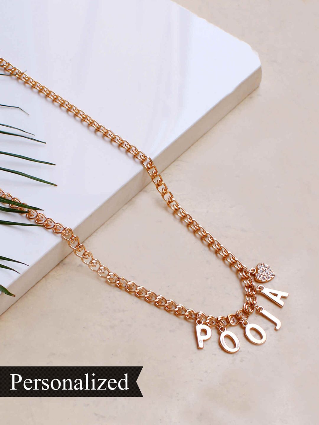Runway Ritual Transparent & Gold-Toned Gold-Plated 5 Letter Adjustable Name Necklace Price in India