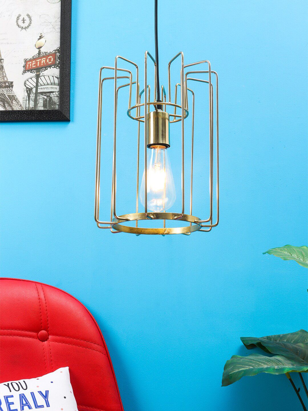 Aapno Rajasthan Gold-Toned Contemporary USP Pendant Lamp Price in India