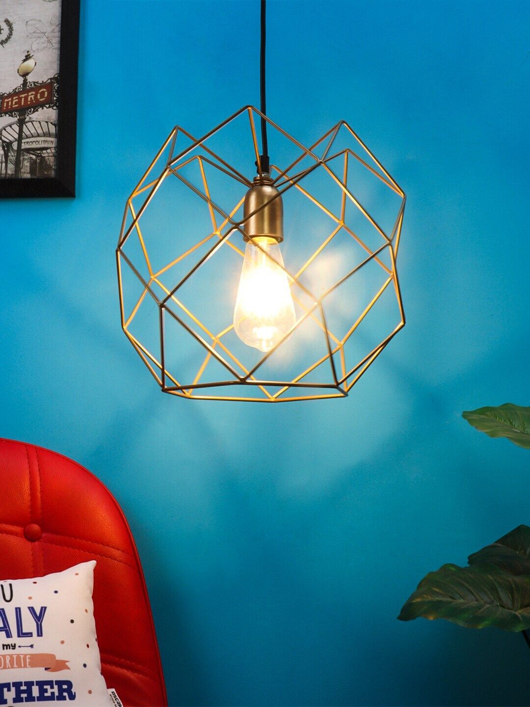 Aapno Rajasthan Gold-Toned Contemporary Pendent Light Price in India