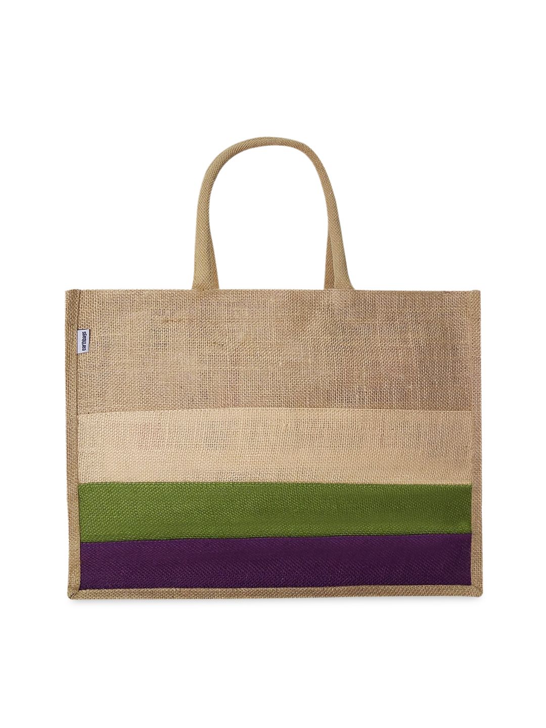 earthbags Beige Colourblocked Shopper Tote Bag Price in India