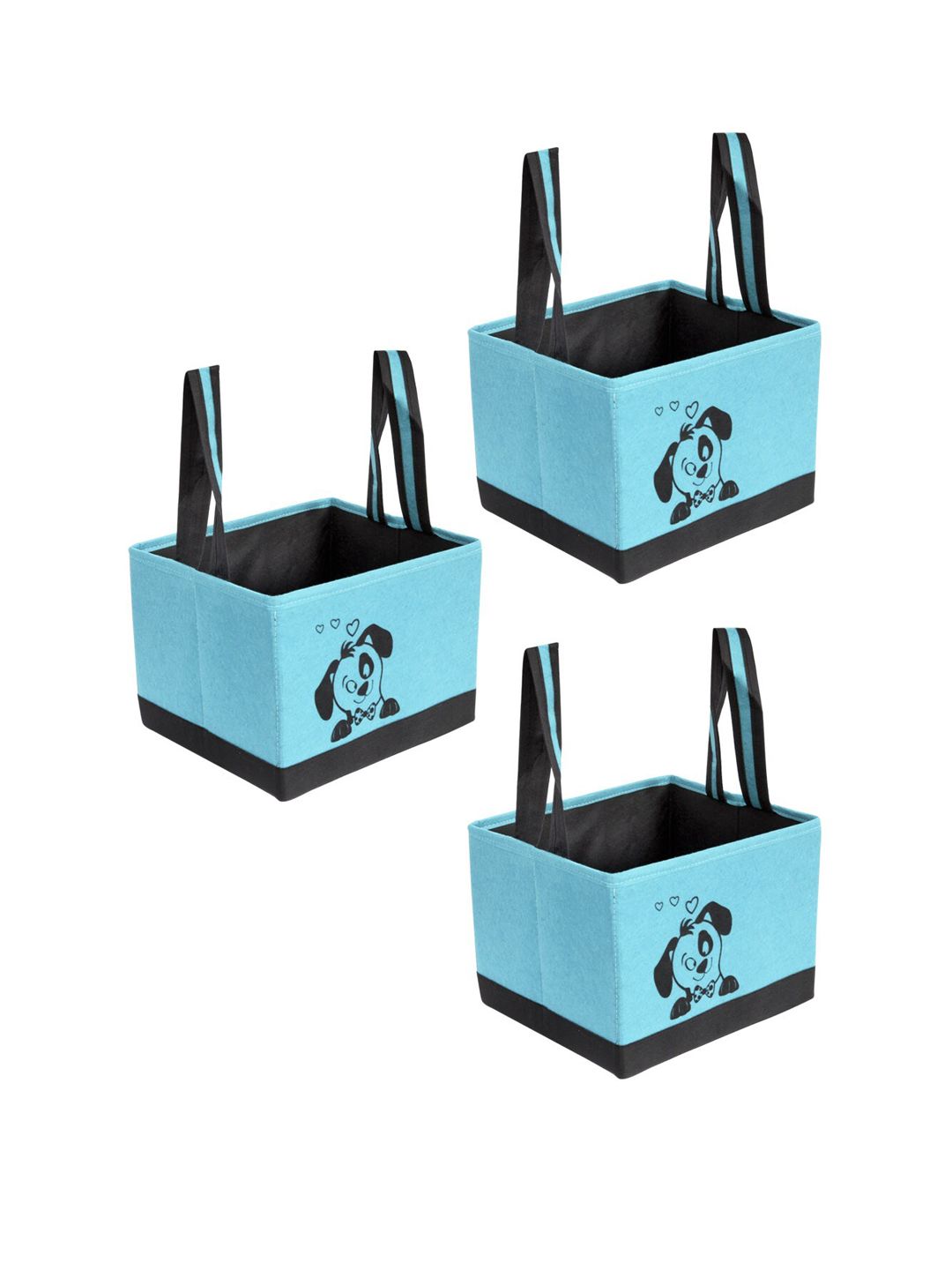 prettykrafts Set Of 3 Blue & Black Printed Multi-Utility Storage Organizers Price in India