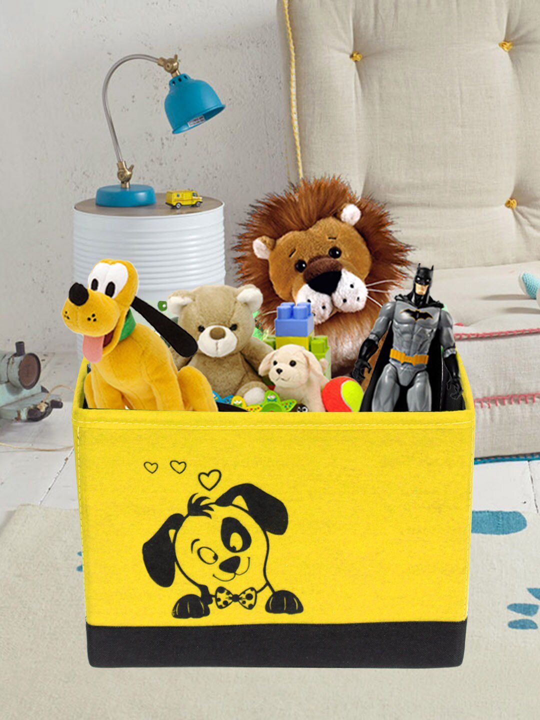 prettykrafts Yellow & Black Printed Multi-Utility Storage Organiser Price in India