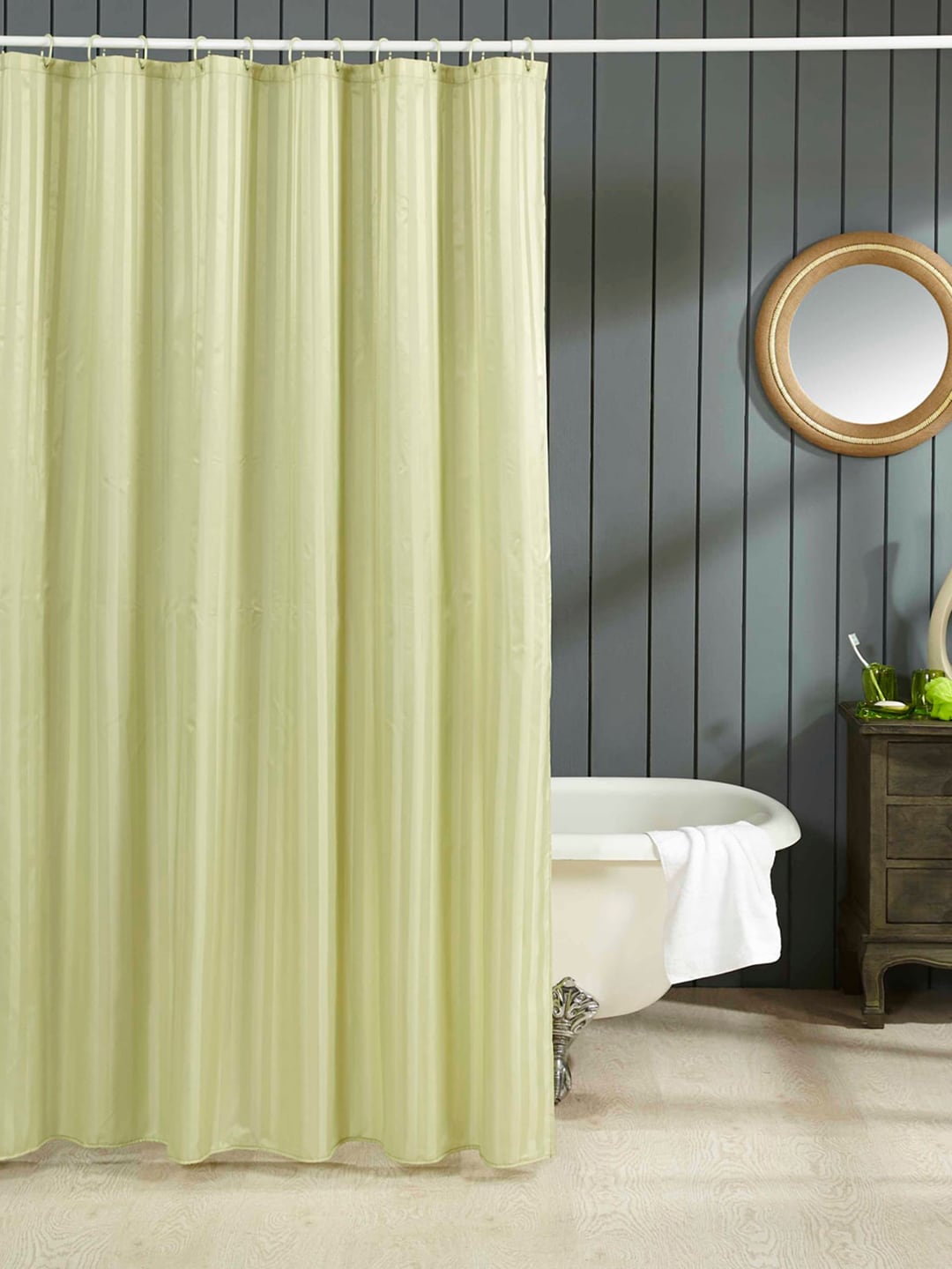 OBSESSIONS Green Solid Shower Curtain Price in India