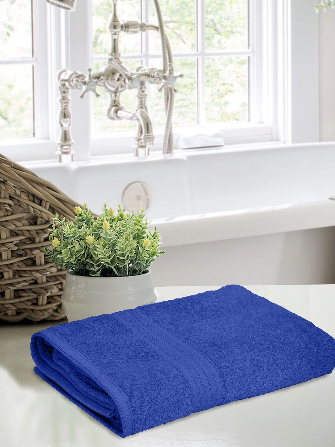 BOMBAY DYEING Blue Solid Cotton 450 GSM Bath Towel Price in India