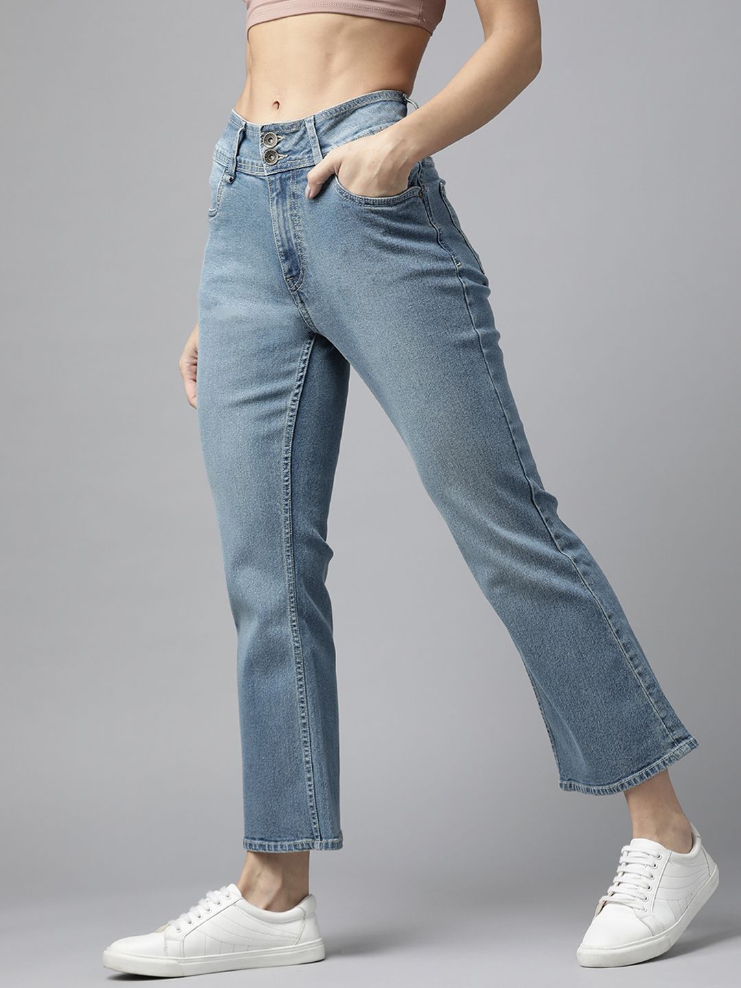 Roadster Women Blue Slim Bootcut High-Rise Light Fade Stretchable Jeans Price in India