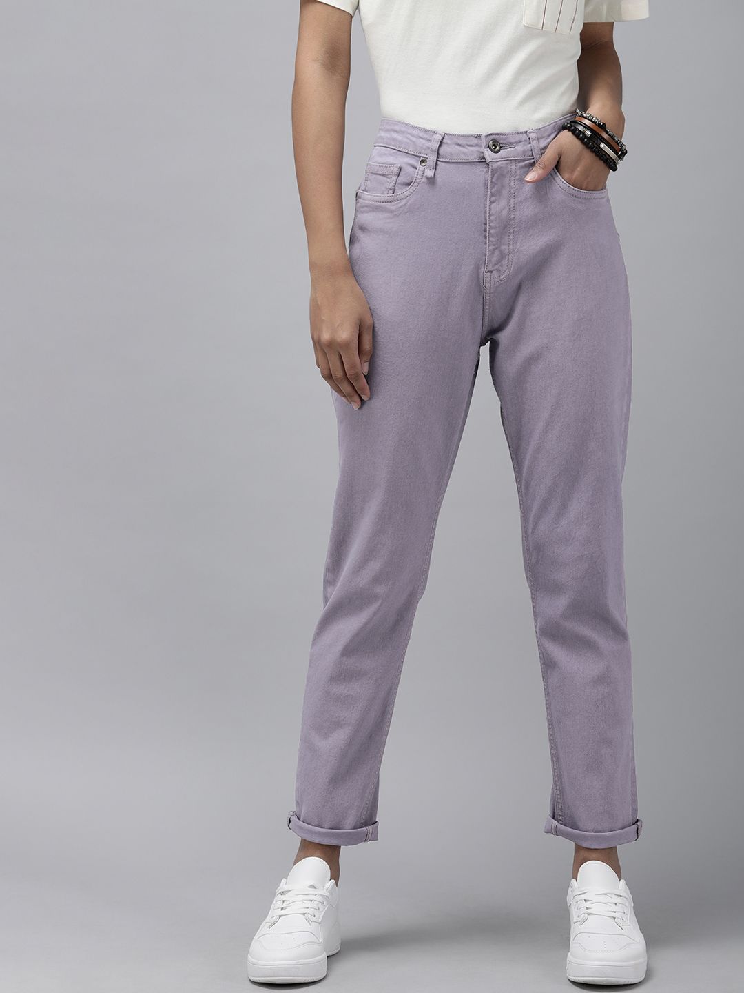 Roadster Women Lavender Flared Stretchable Jeans Price in India