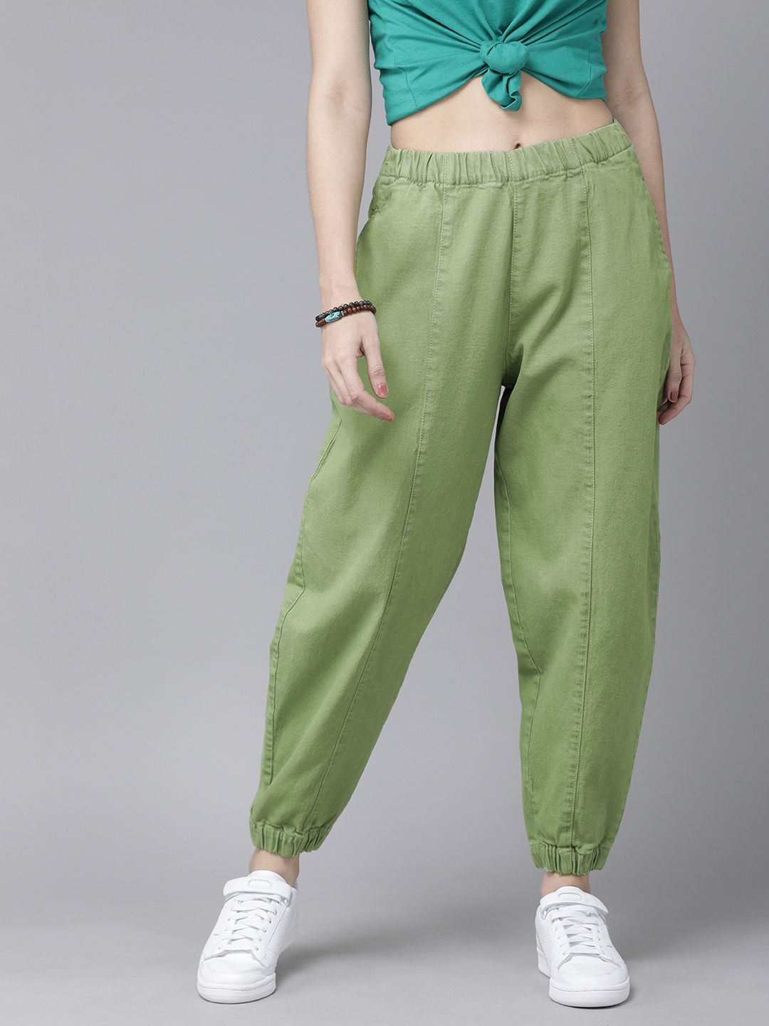 Roadster Women Green Stretchable  Jogger Jeans Price in India