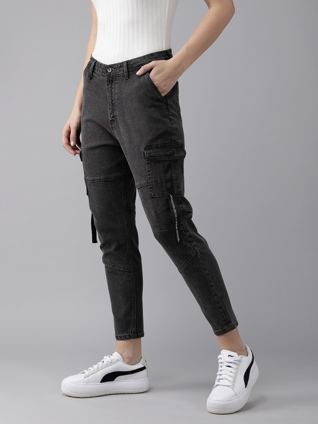 Roadster Women Grey Macky Boyfriend Fit Mid Rise Stretchable Jeans Price in India