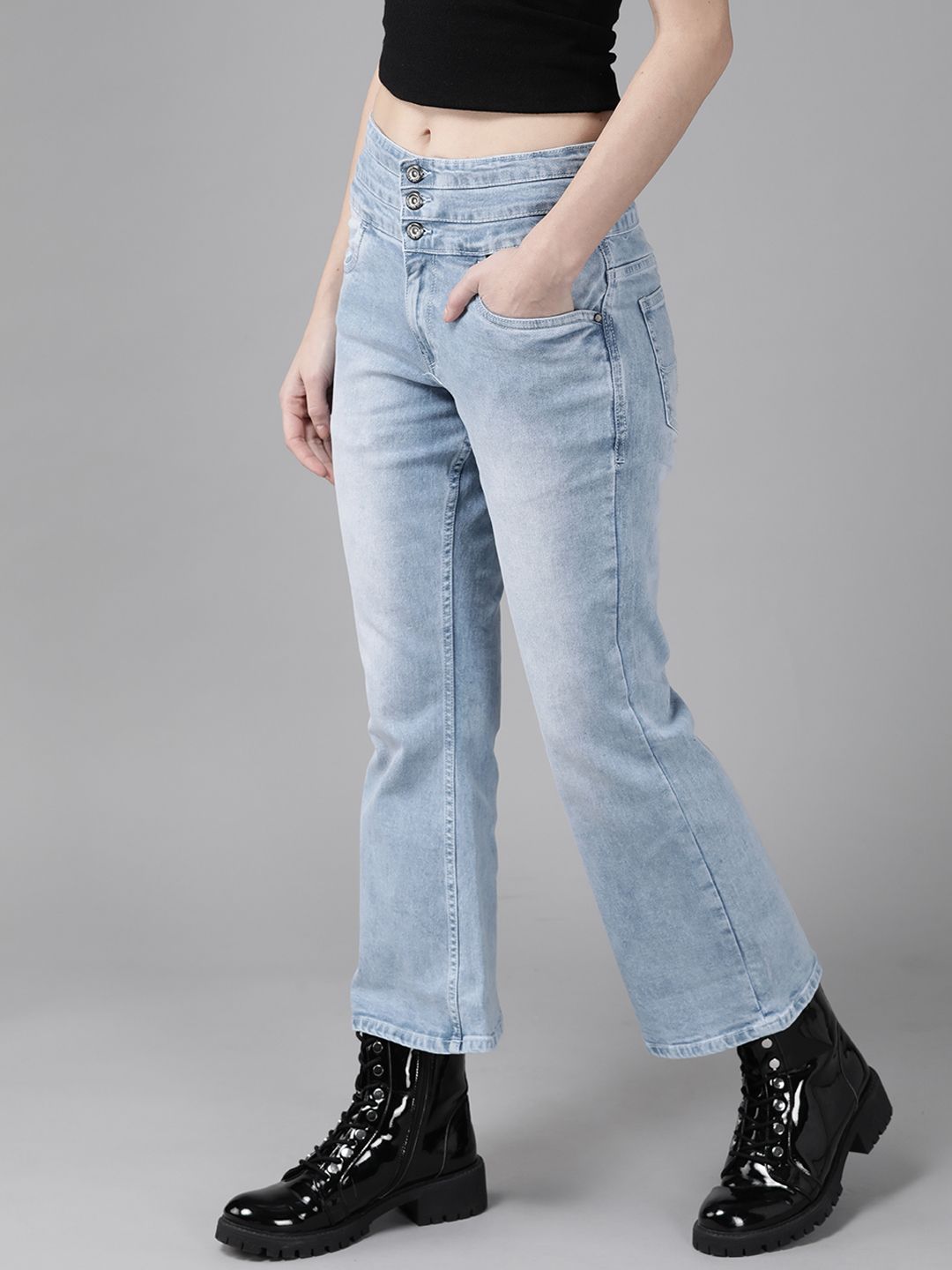 Roadster Women Blue Bootcut Light Fade Stretchable Jeans Price in India