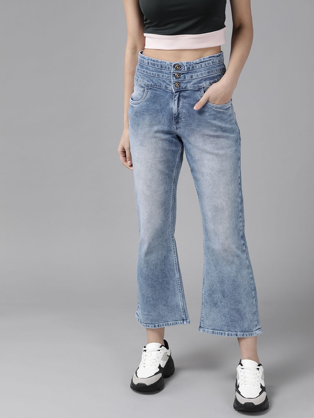 Roadster Women Blue Bootcut Light Fade Stretchable Jeans Price in India