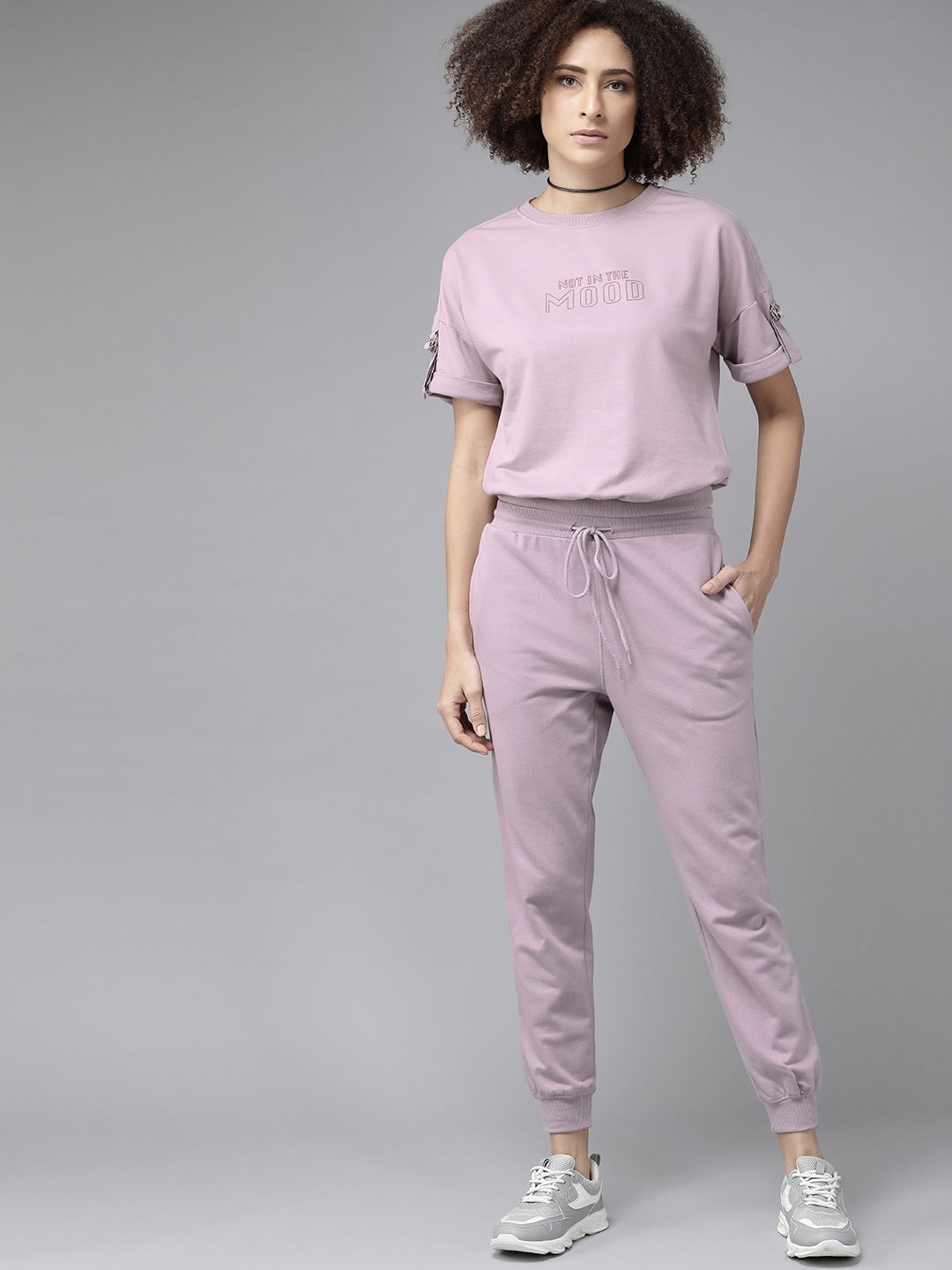 Roadster Women Elegant Mauve Solid Leisure Set Co-Ords