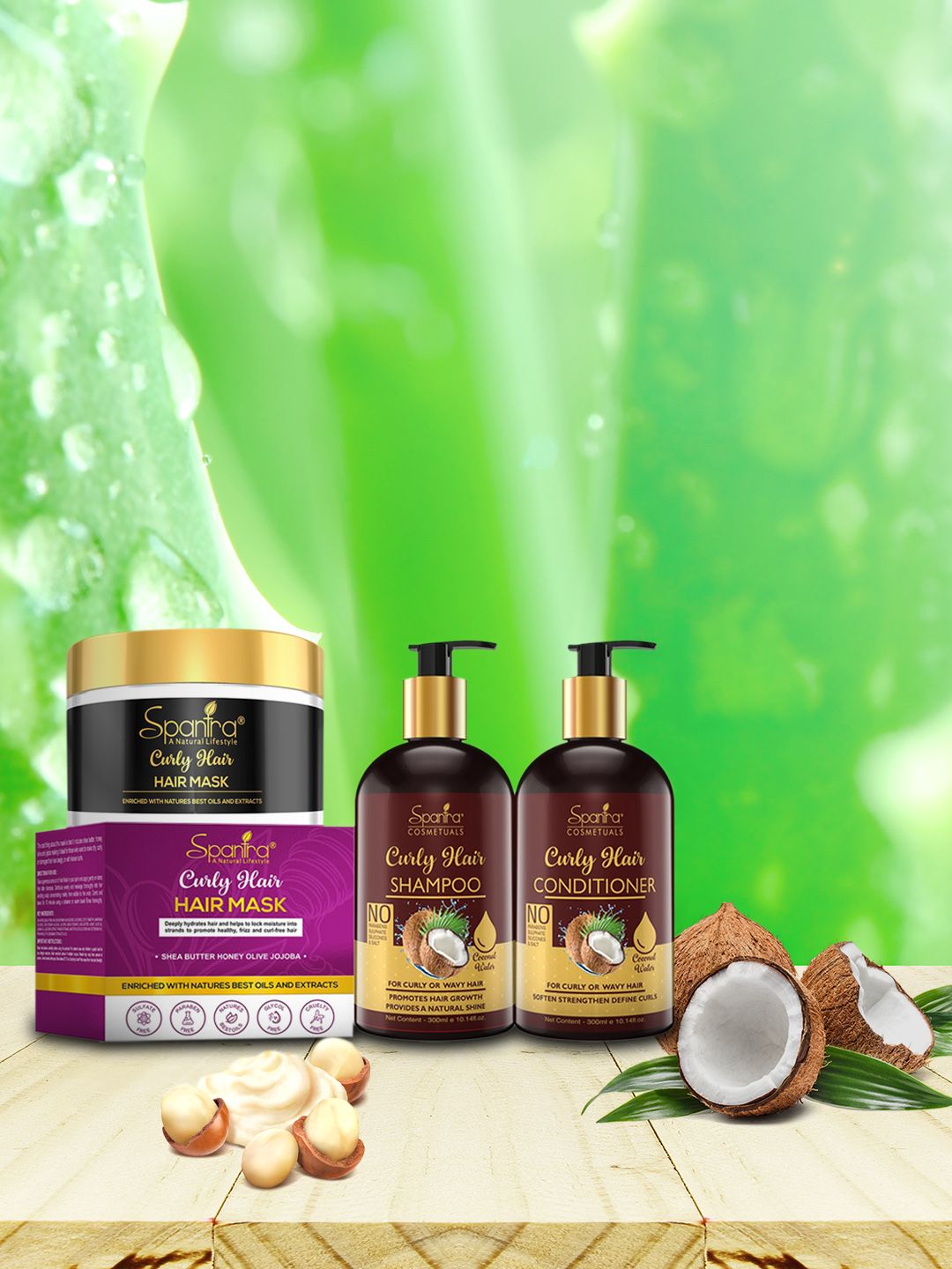 Spantra Set of Curly Hair Coconut Shampoo & Conditioner with Hair Mask Price in India