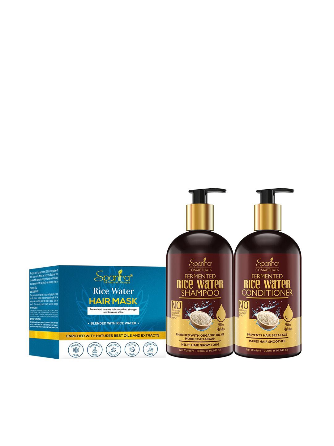 Spantra Fermented Rice Water Shampoo & Conditioner with Hair Mask Price in India