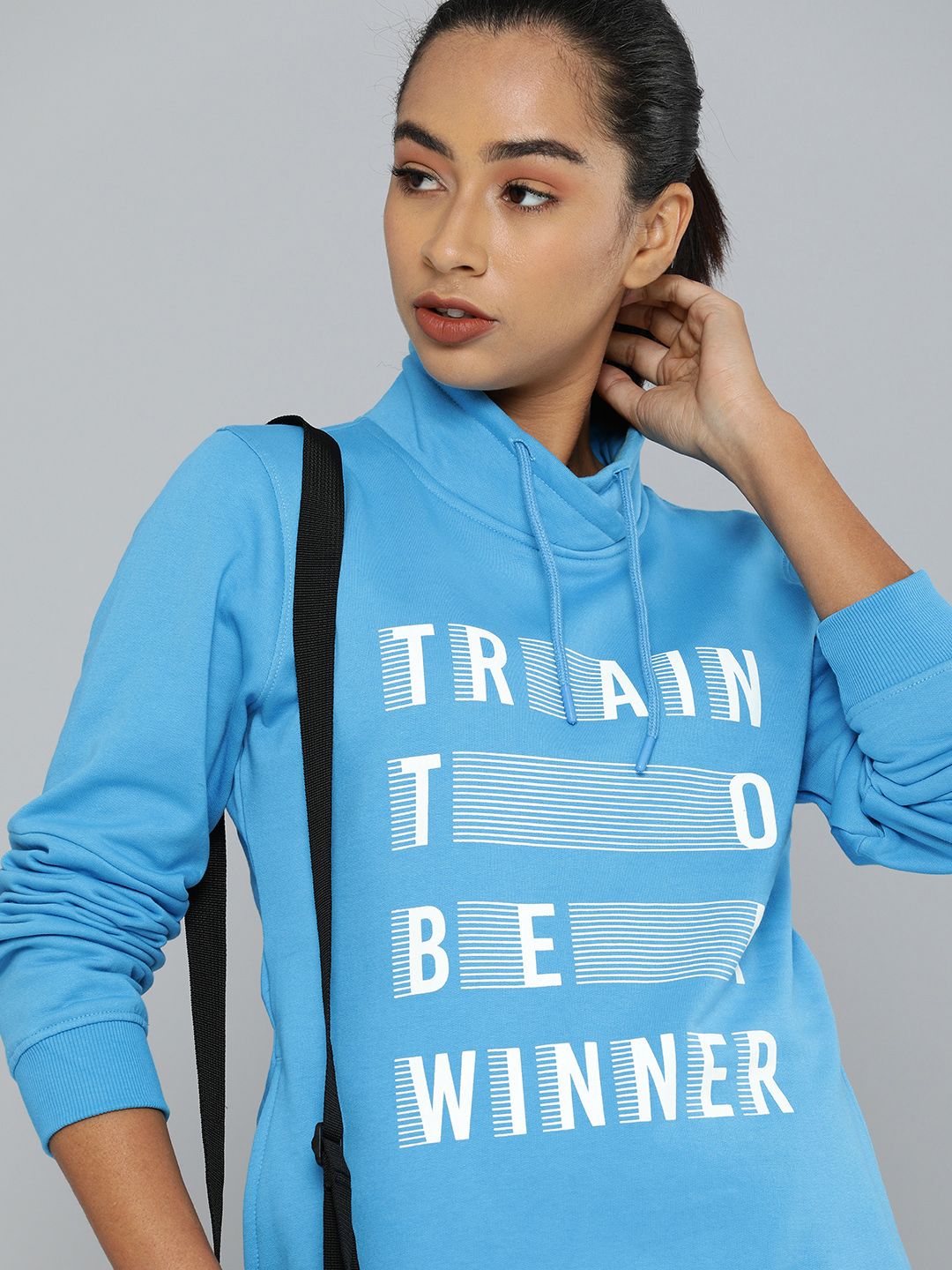 HRX By Hrithik Roshan Lifestyle Women Magic Turquoise Blue Lycra Typography Tops Price in India
