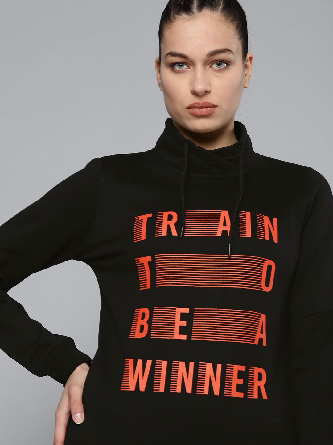 HRX By Hrithik Roshan Women Black Rapid-Dry Typography Training Sweatshirt Price in India