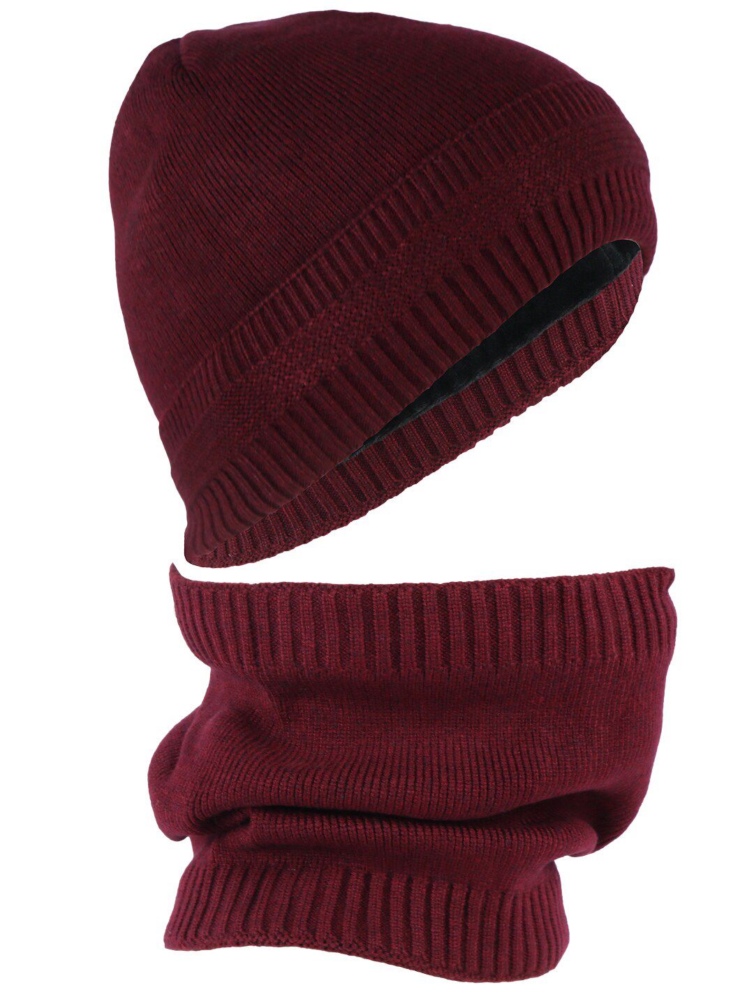 iSWEVEN Unisex Maroon Beanie WIth Neck Warmer Price in India