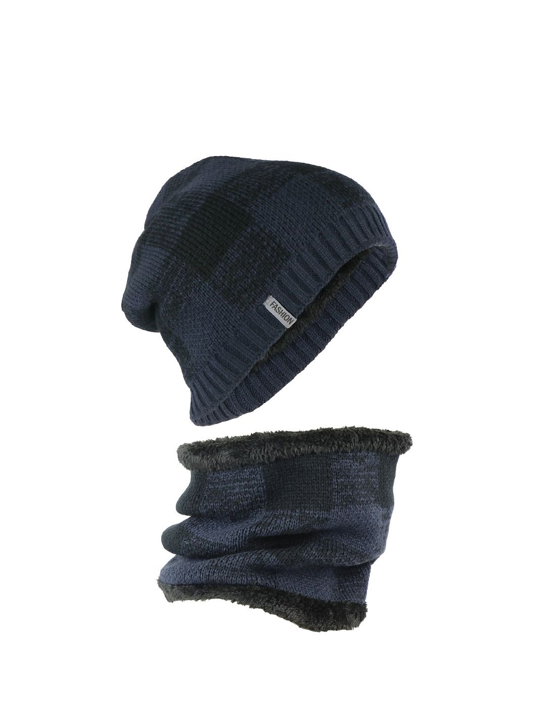 iSWEVEN Purple Woolen Beanie with Neck Warmer Price in India