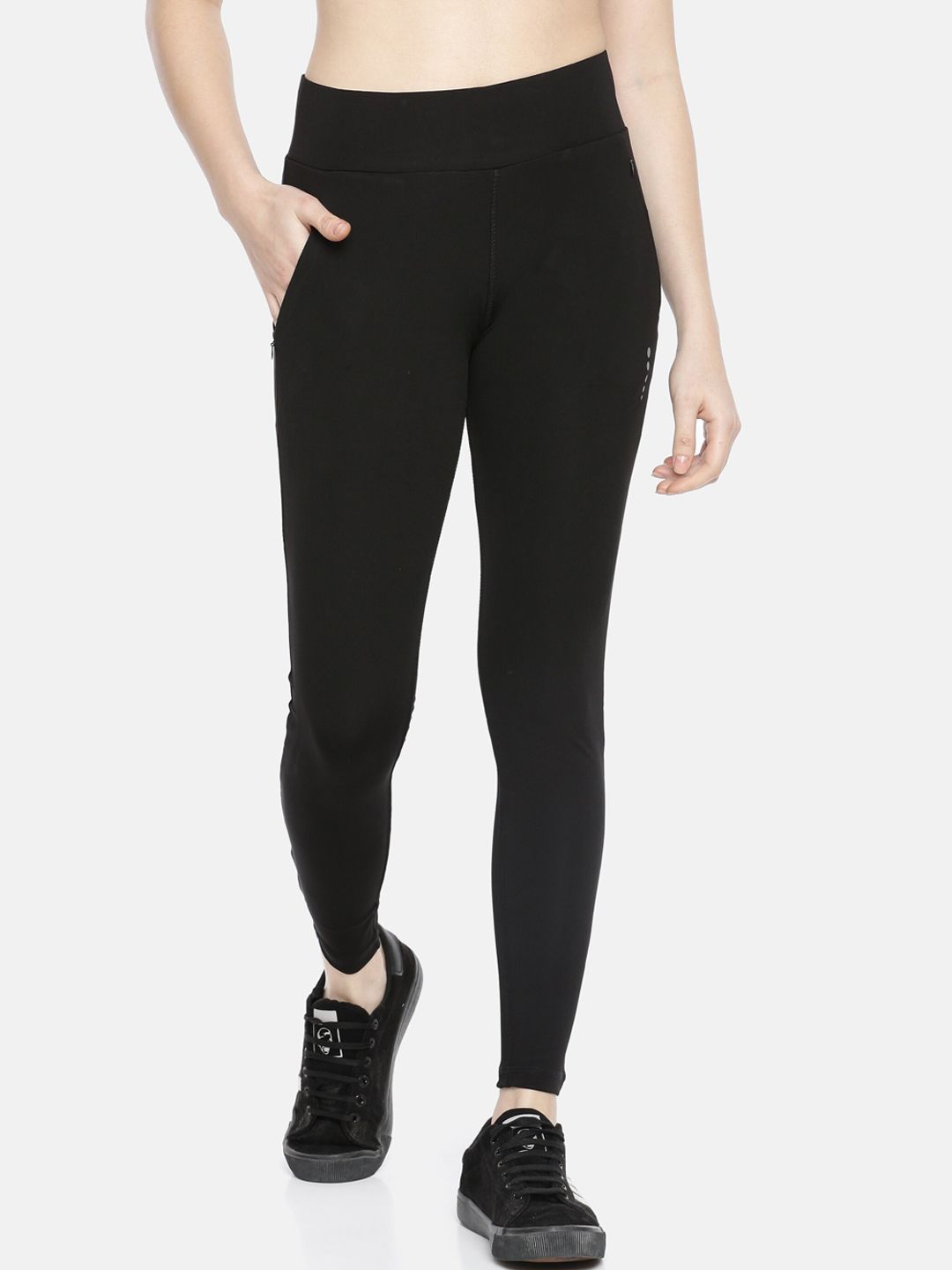 GOLDSTROMS Women Black Solid Fitted Tights Price in India