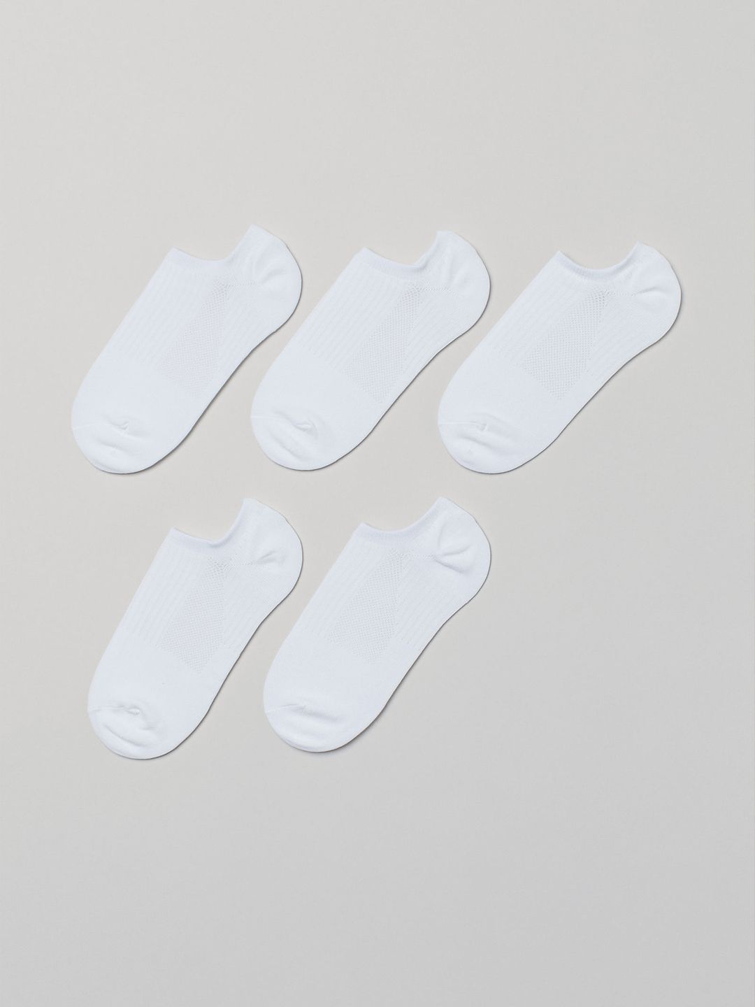 H&M Women White Solid Pack of 5 Sports Socks Price in India