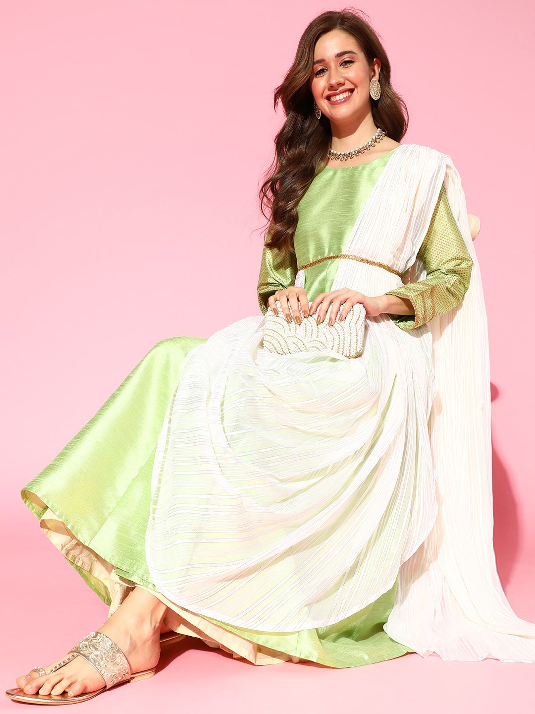 Ahalyaa Gorgeous Green Art Silk Kurta Price in India