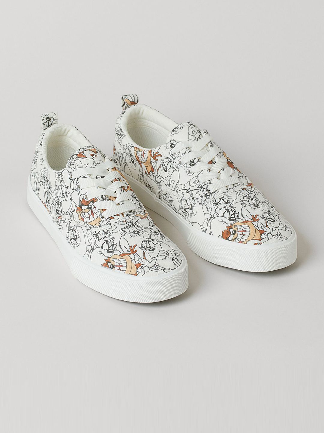 H&M Men White Low Profile Looney Tunes Printed Trainers