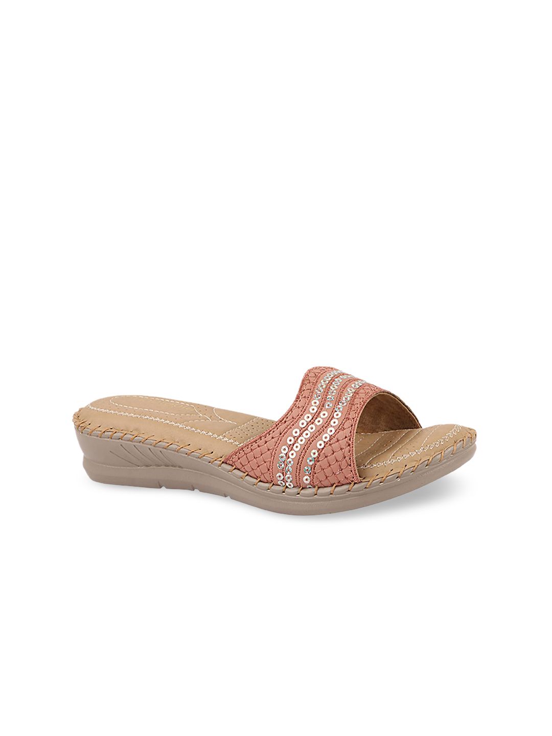 Shoetopia Pink Embellished Wedge Sandals Price in India