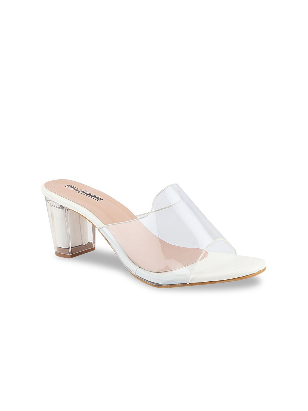 Shoetopia Women White Block Mules Price in India