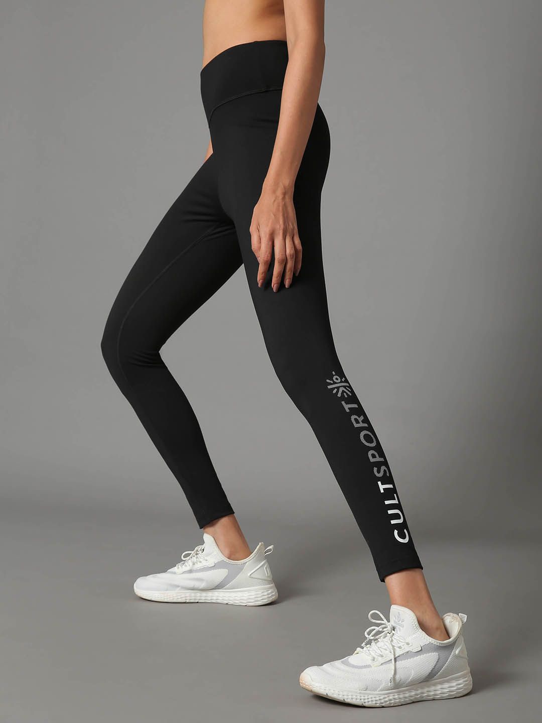 Cultsport Women Black & White Solid Tights Price in India