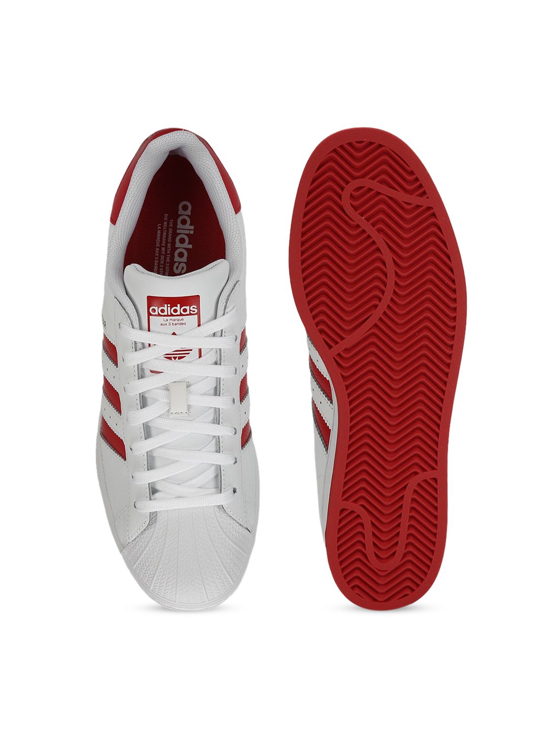 Buy ADIDAS Originals Men White & Red Striped Leather Superstar Sneakers -  Casual Shoes for Men 14963166 | Myntra