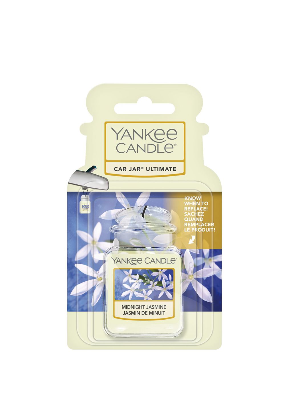 YANKEE CANDLE White & Blue Midnight Jasmine Car Jar Air Freshener Price in India