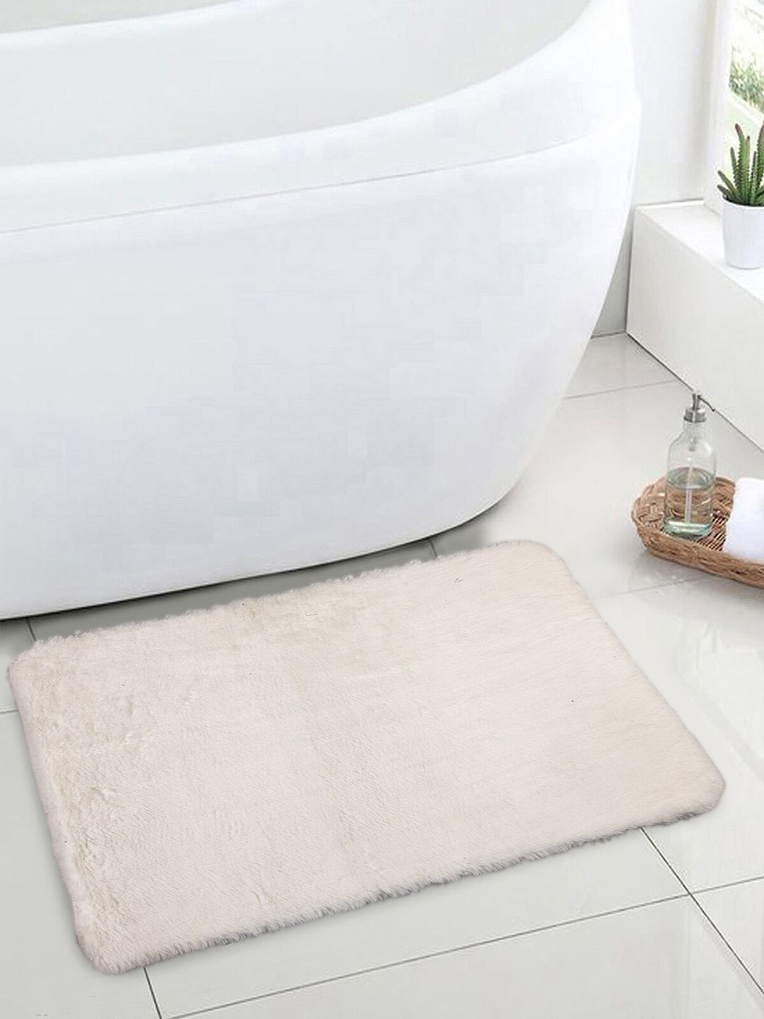 OBSESSIONS White Solid Galaxy Anti-Skid Bath Rug Price in India