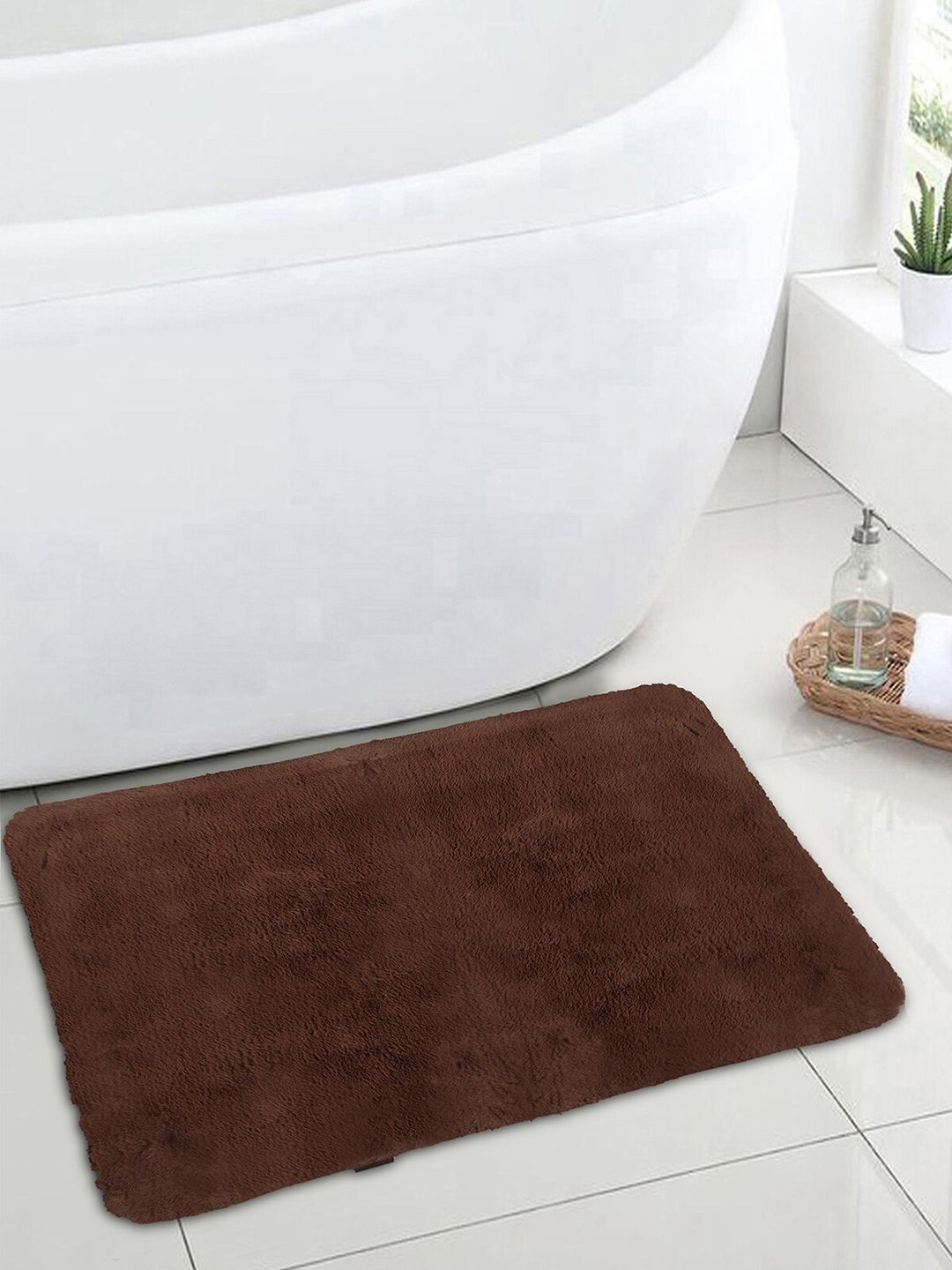 OBSESSIONS Brown Solid Galaxy 1000 GSM Anti-Skid Bath Rug Price in India