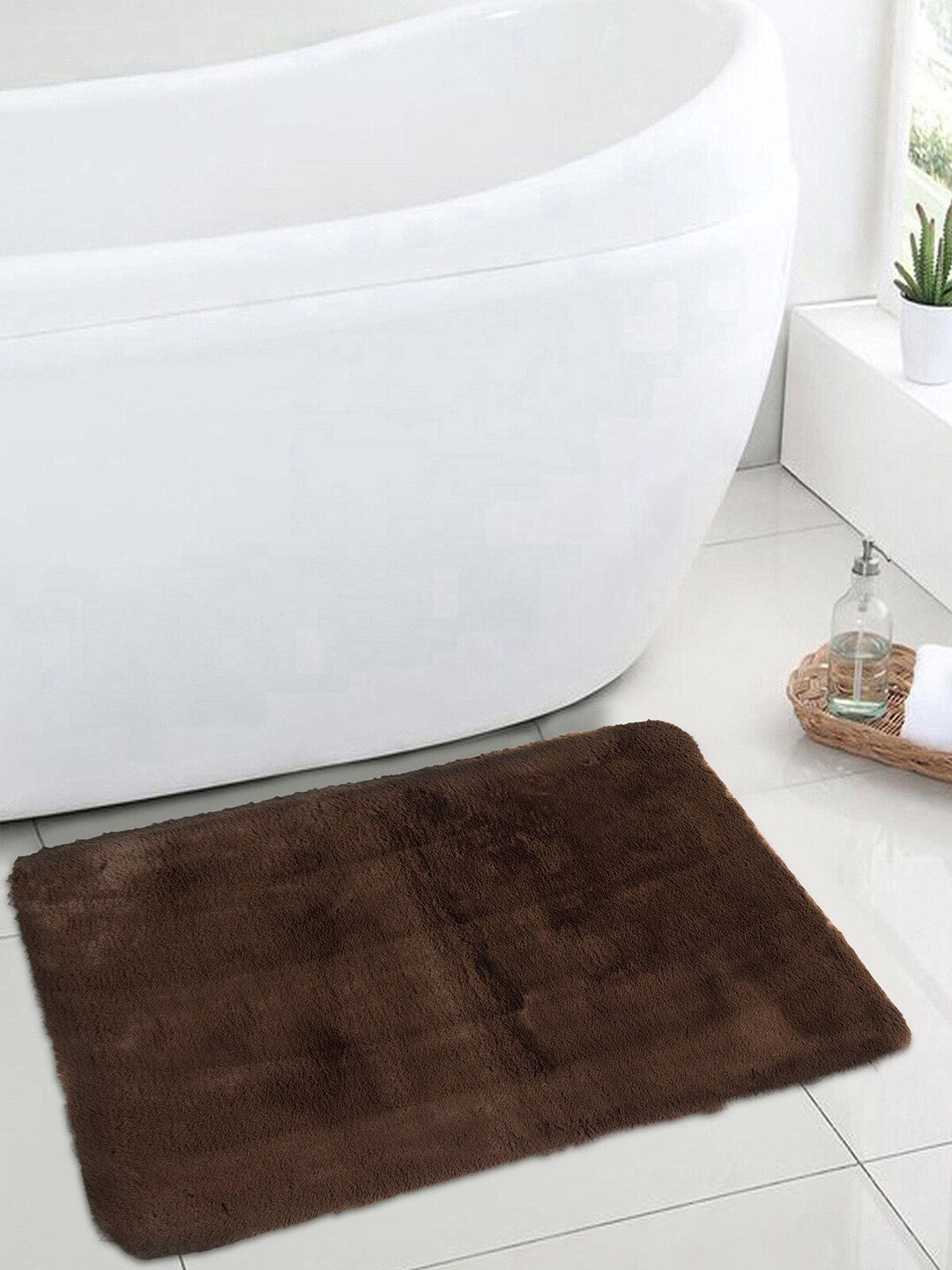 OBSESSIONS Brown Solid Galaxy Anti-Skid Bath Rug Price in India
