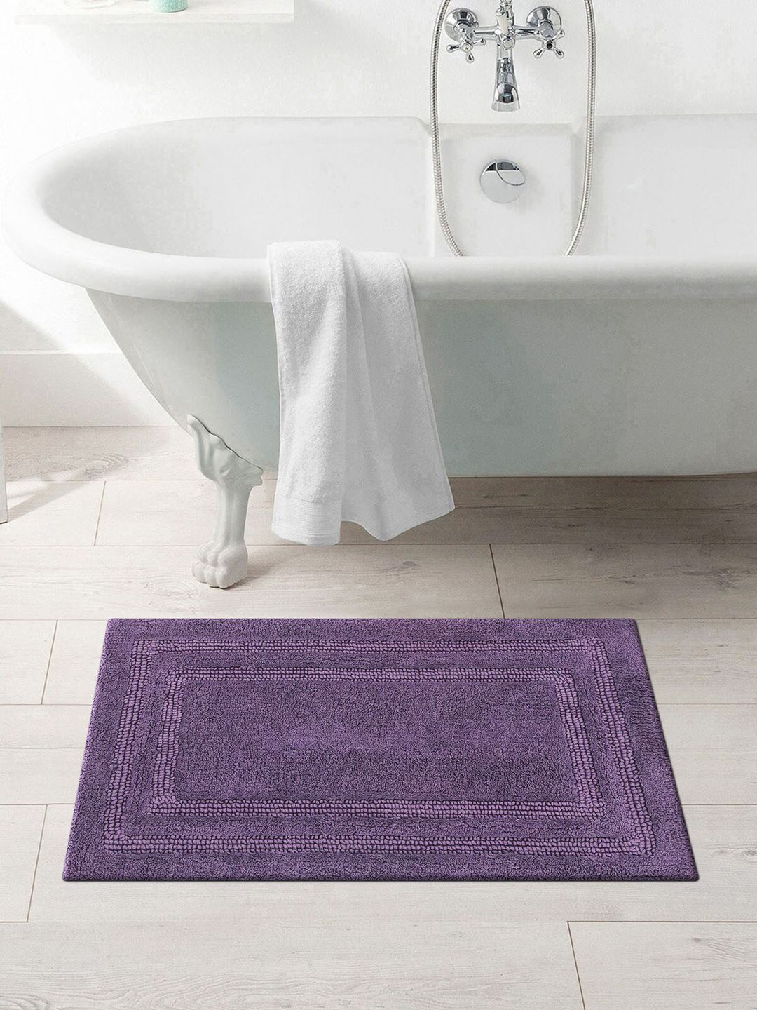 OBSESSIONS Purple Solid Casanova Pure Cotton Reversible Bath Rug Price in India