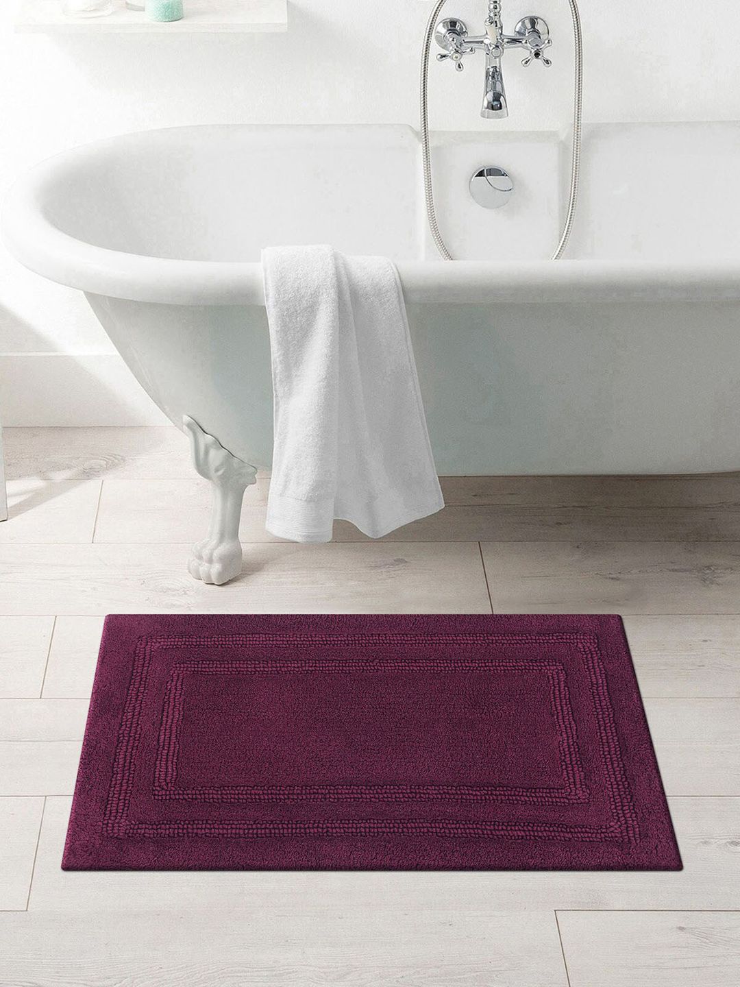 OBSESSIONS Burgundy Solid Pure Cotton Casanova Bath Rug Price in India