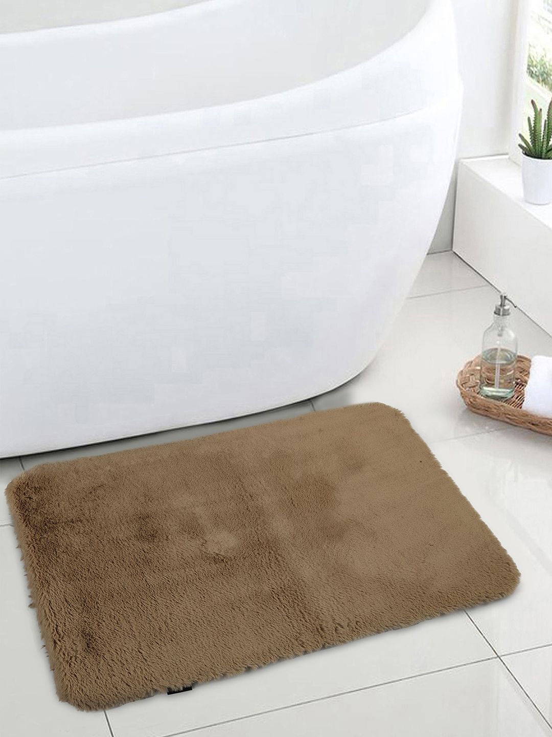 OBSESSIONS Brown Solid Galaxy Anti-Skid Bath Rug Price in India
