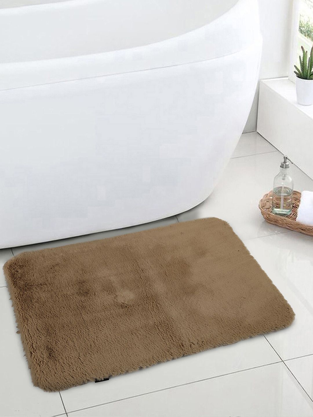 OBSESSIONS Beige Solid 1000 GSM Galaxy Anti-Skid Bath Rug Price in India