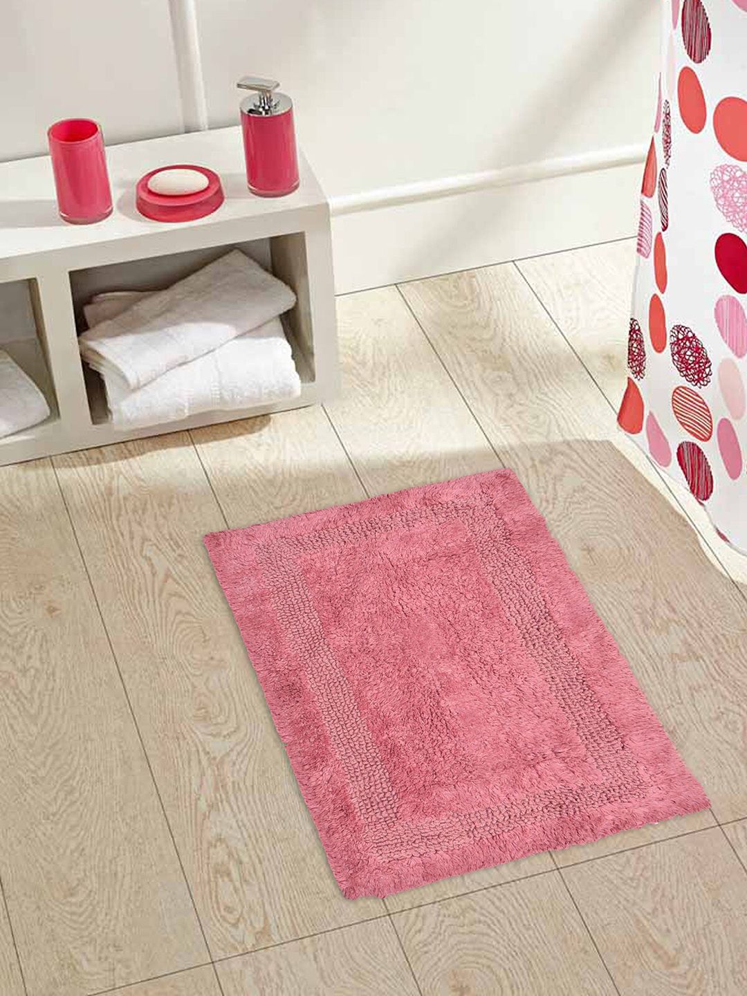 OBSESSIONS Pink Solid Affinity Reversible Pure Cotton Bath Rugs Price in India