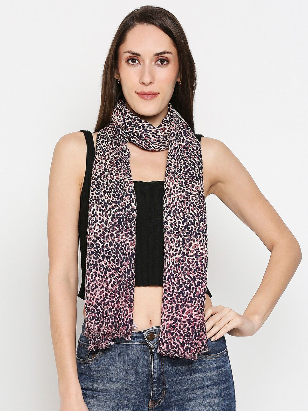 Get Wrapped Women Cream-Coloured & Black Printed Scarf Price in India